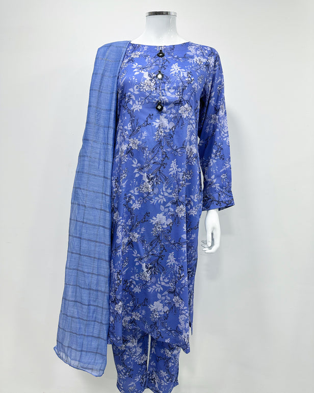 Simrans S Prints Amethyst Contrast Linen Suit