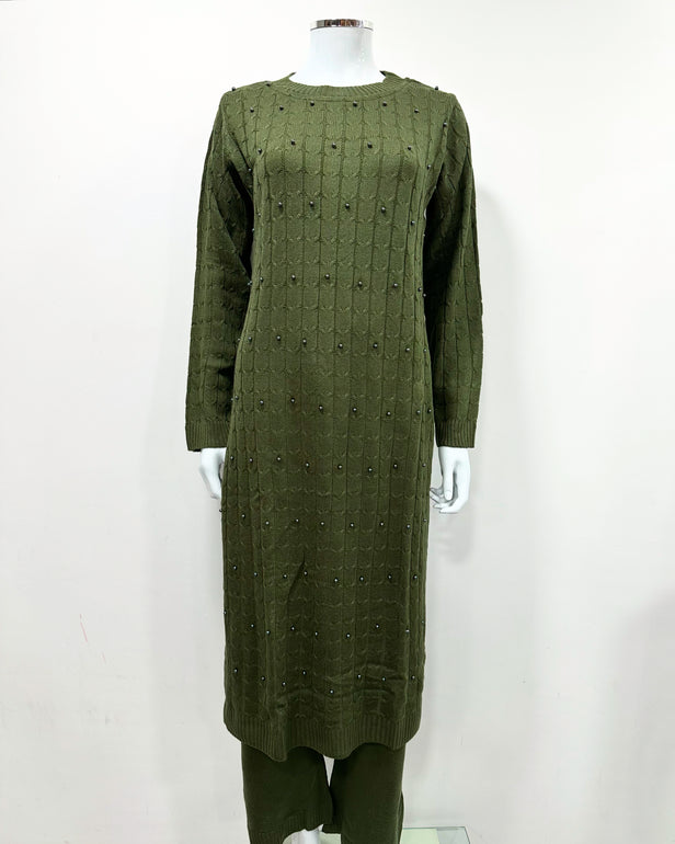 Khaki Premium Knit Co-ord Modest Cosy 2Pc Set