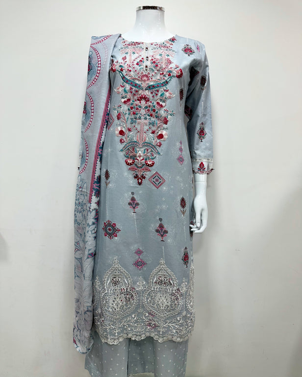 Simrans Ice Blue Digital Printed Floral Lawn Suit