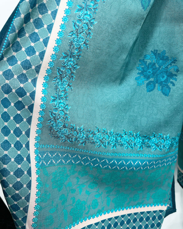 RAFIA Designer Tiffany Blue Khaddar Kameez Suit
