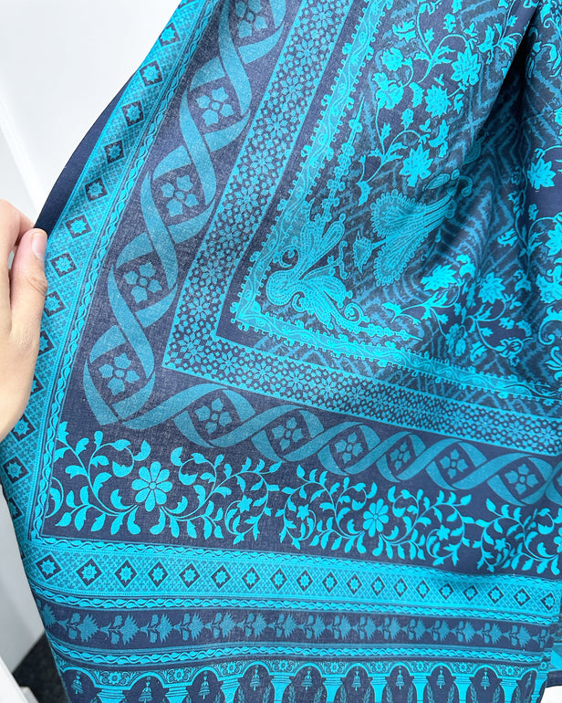 RAFIA Designer Teal Contrast Khaddar Kameez Suit