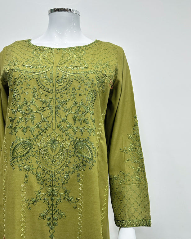 RAFIA Designer Green Khaddar Kameez Suit