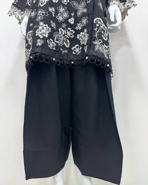 Simrans Ladies Ivana Lux Farshi Black Viscose Embroidered Suit