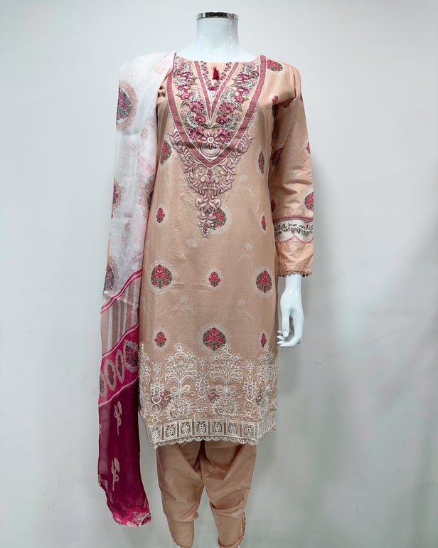 Simrans Nude Digital Printed Floral Lawn Tulip Suit