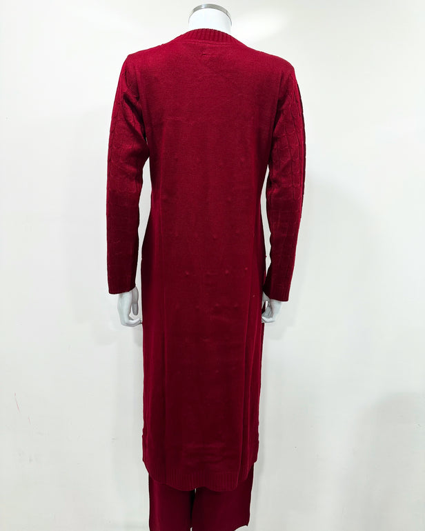 Deep Red Premium Knit Co-ord Modest Cosy 2Pc Set