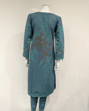 Simrans Cyan Blue Premium Fancy Jacquard Embroidered Kameez Suit