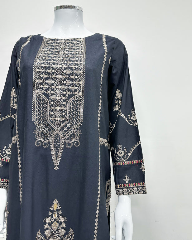 RAFIA Designer Black Khaddar Kameez Suit