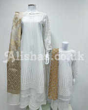 Simrans Girls Mahira White Chikankari Kameez Suit