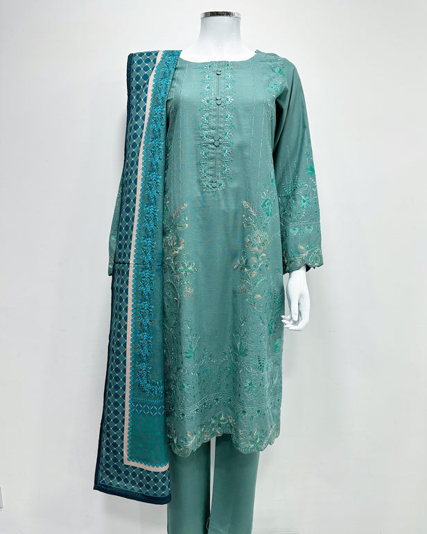 RAFIA Designer Tiffany Blue Khaddar Kameez Suit