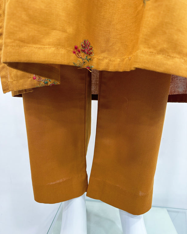 RAFIA Designer Mustard Contrast Khaddar Kameez Suit