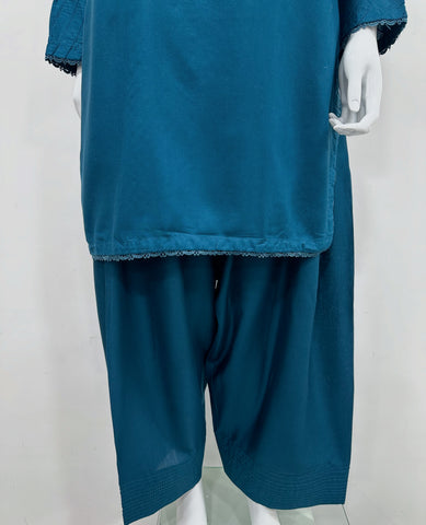 Simrans Ladies Kaash Festive Teal Farsha Salwar Suit