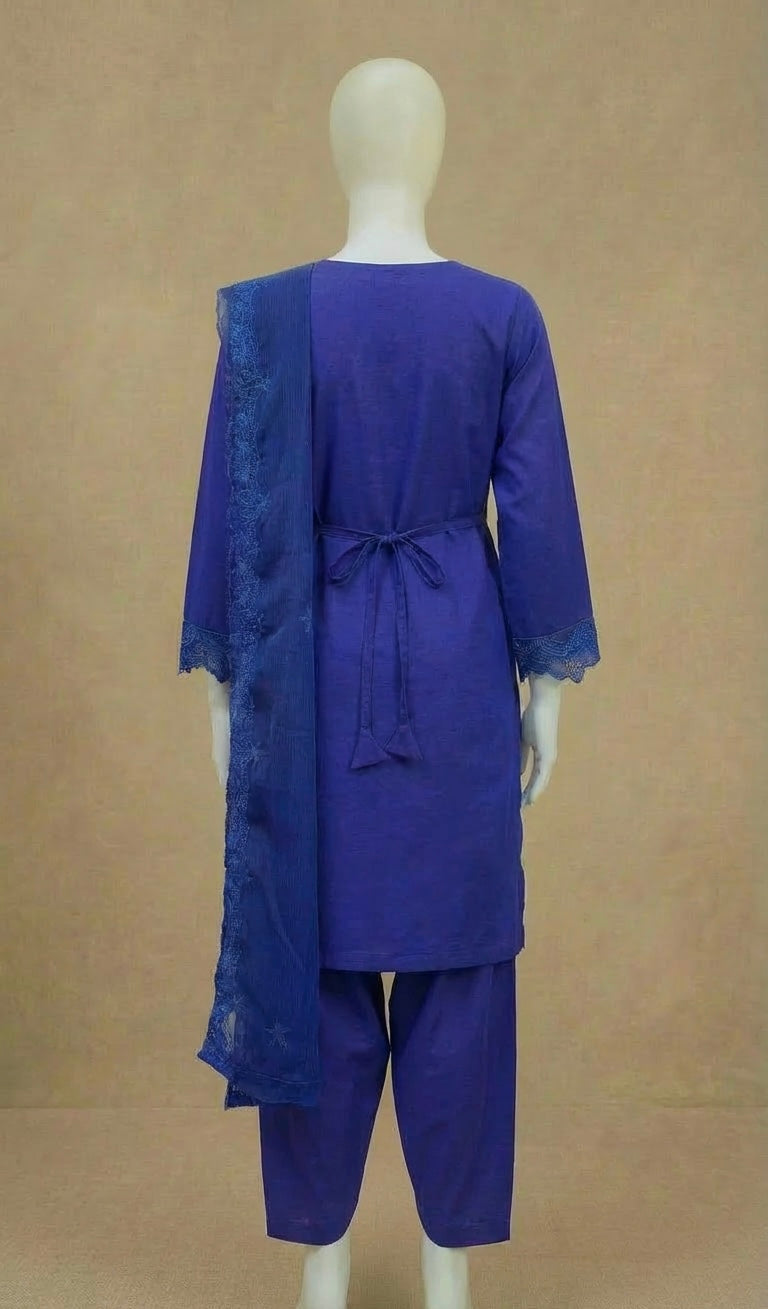 Girls Boho Chikankari Cobalt Blue Embroidered Farshi Suit by Simrans