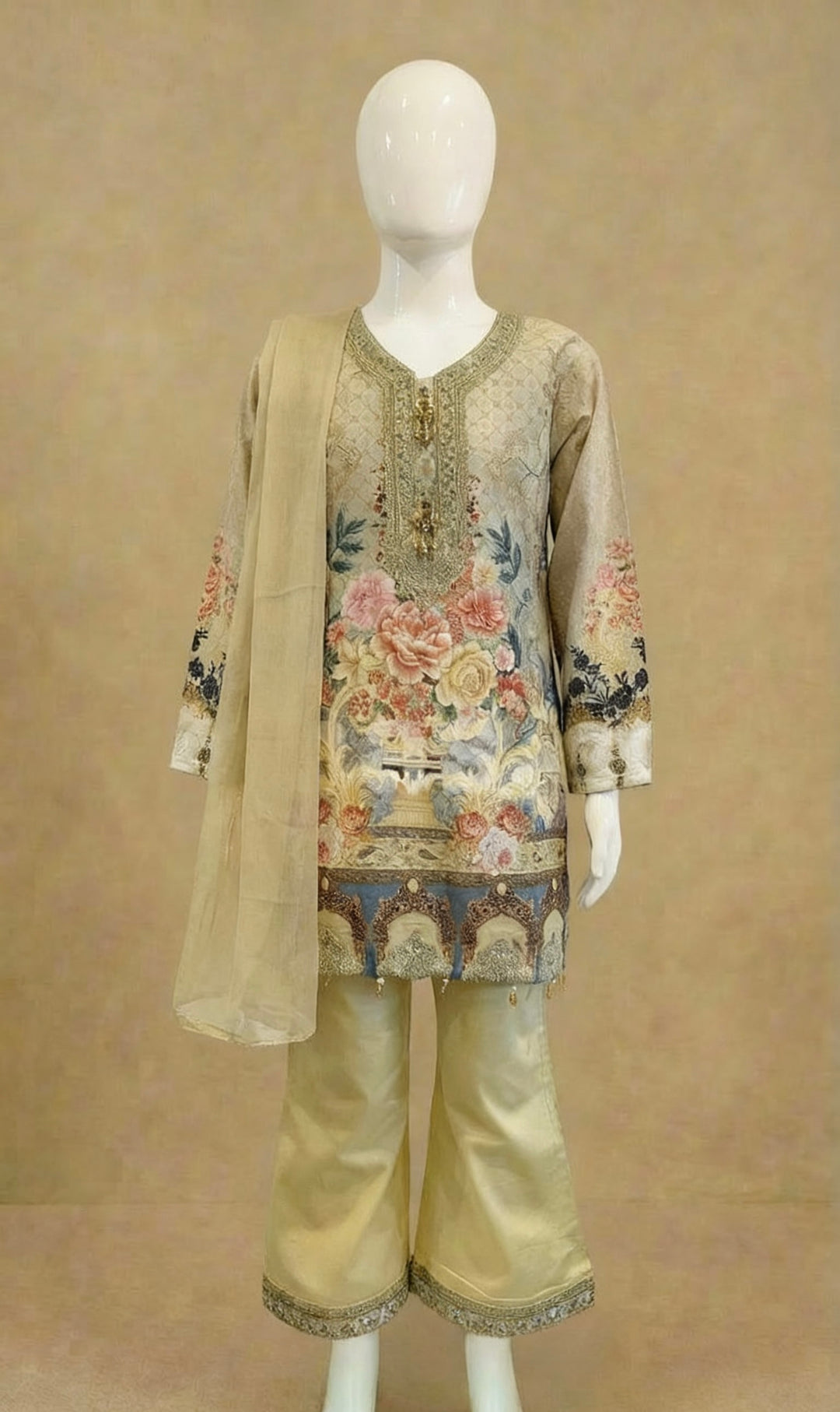Girls Desert Digital Lawn Kameez Suit by Simrans