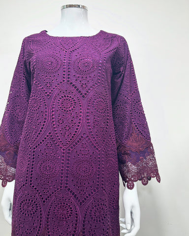 Simrans Ladies Boho Chikankari Purple Embroidered Farshi Suit