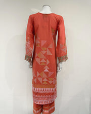 Simrans Orange Premium Fancy Jacquard Embroidered Kameez Suit