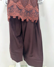 Simrans Ladies Boho Chikankari Brown Embroidered Farshi Suit
