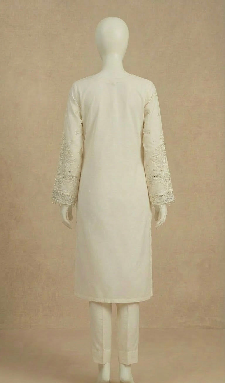 White Sequin Embroidered Suit by Simrans