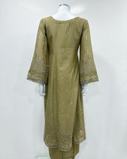 Simrans 'Firdous' Olive Premium Chikankari Kameez Suit