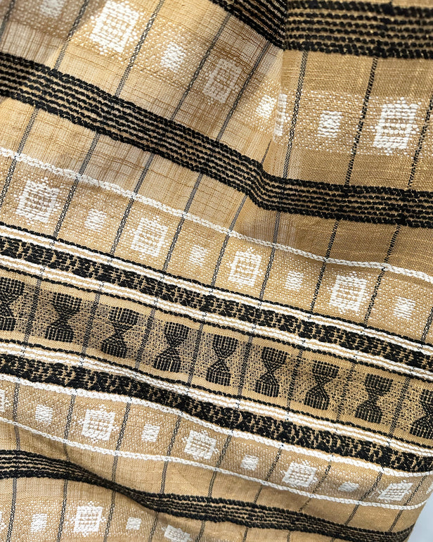 Simrans Ochre Black Embroidered Jacquard Khaddar Embroidered Suit