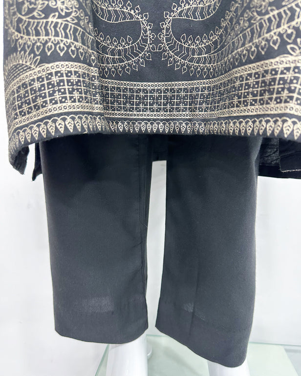 RAFIA Designer Black Dhanak Heavy Embroidered Shawl Suit