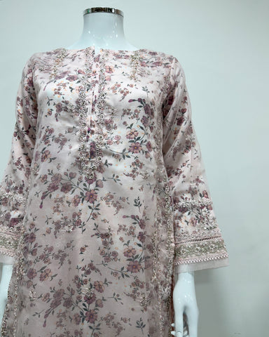 Simrans Ladies Blush Fancy Silk Net Kameez Suit