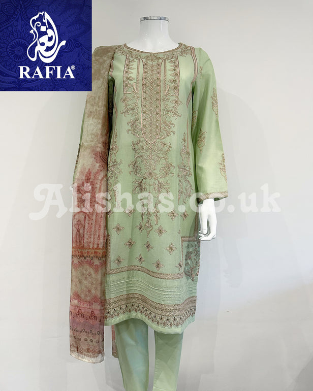 RAFIA Designer Pale Green Embroidered Suit