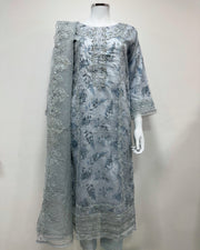 Simrans Ladies Ice Blue Fancy Silk Net Kameez Suit