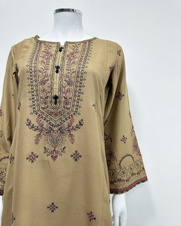 RAFIA Designer Sand Dhanak Heavy Embroidered Shawl Suit