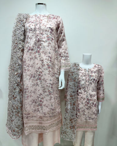 Simrans Ladies Blush Fancy Silk Net Kameez Suit