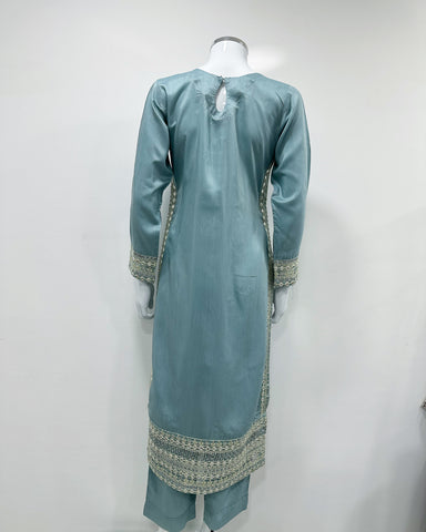 Simrans Khaadi Lux Baby Blue Embellished Suit