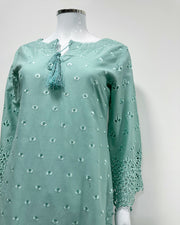 Simrans 'Firdous' Mint Premium Chikankari Kameez Suit