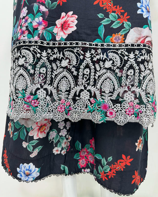 Simrans Black Digital Printed Floral Lawn Suit