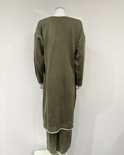 Khaki Neck Solid Premium Modest Super Cosy 2 Pc Co Ord Kameez Suit