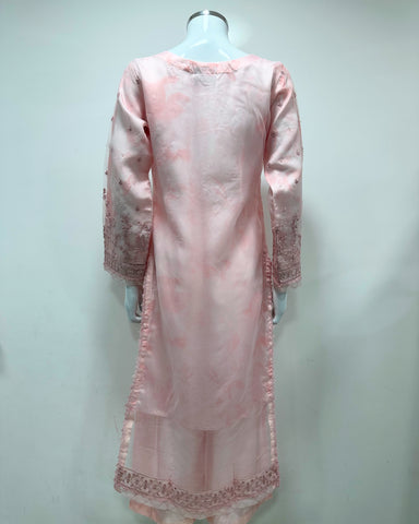 Simrans Ladies Baby Pink Fancy Silk Net Kameez Suit