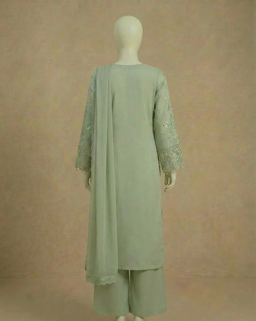Mint Green Sequin Embroidery Viscose Suit by Simrans