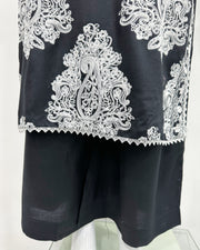 Simrans Jannat Black White Embroidered Linen Shawl Suit