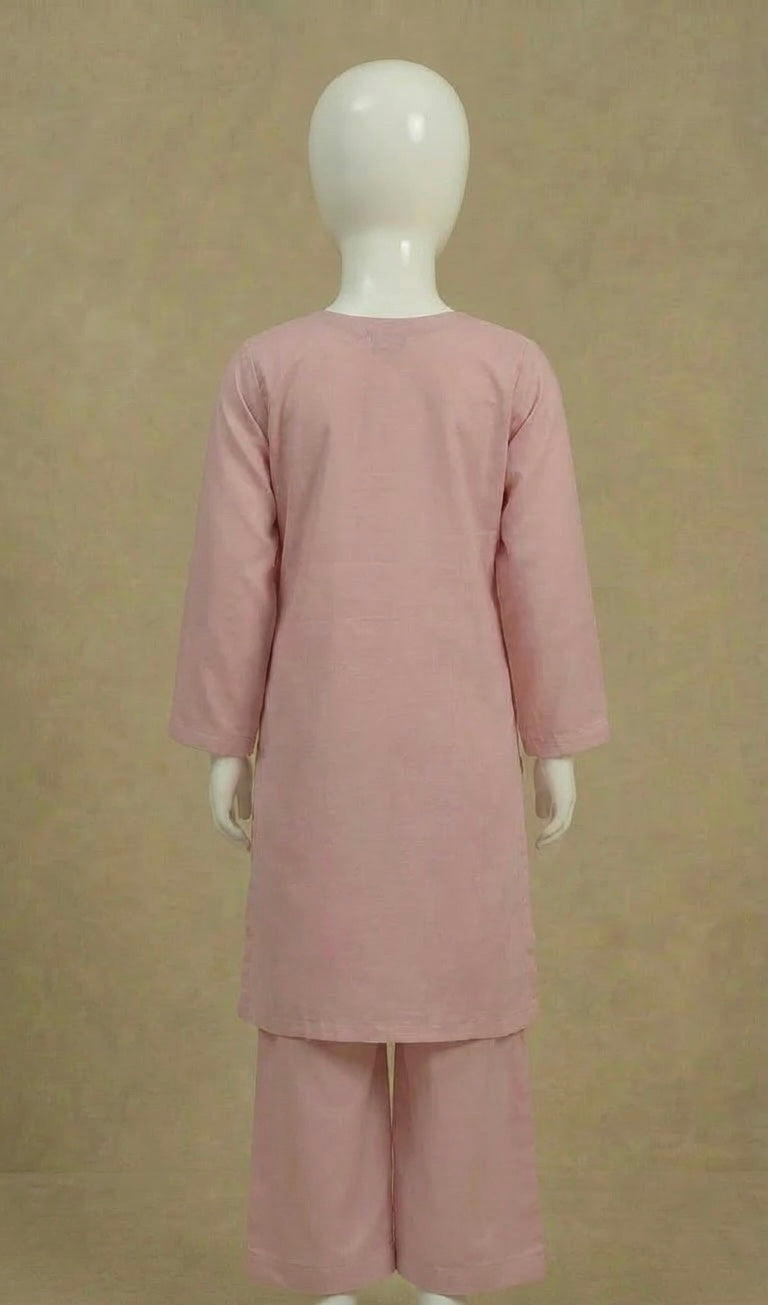 Girls Pink Sequin Embroidered Viscose Suit by Simrans