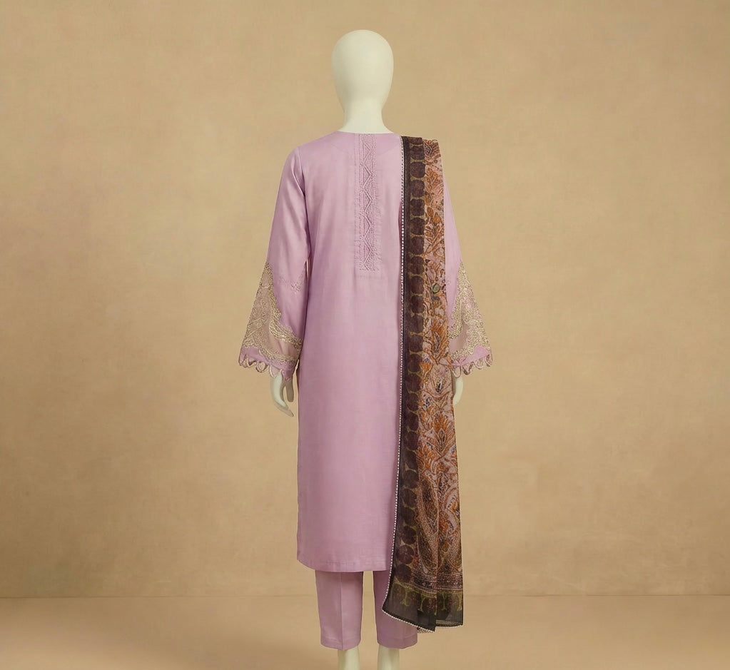 Alisha X Simrans Lilac Viscose Embroidered Suit