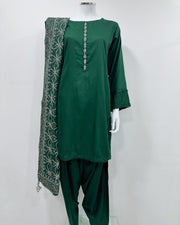 Simrans Ladies Kaash Festive Bottle Green Farsha Salwar Suit