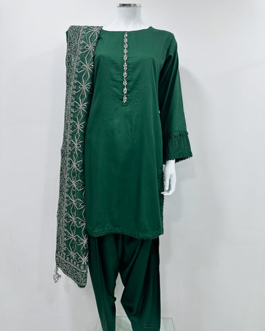 Simrans Ladies Kaash Festive Bottle Green Farsha Salwar Suit