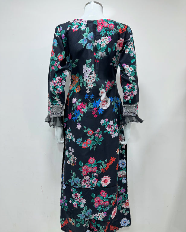 Simrans Black Digital Printed Floral Lawn Suit