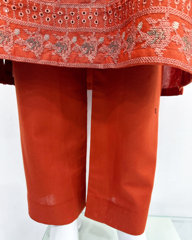 RAFIA Designer Burnt Orange Khaddar Kameez Suit