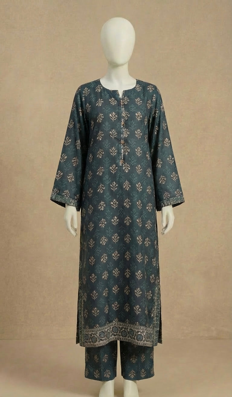Oversized Teal Printed Silk Co ord by Simrans