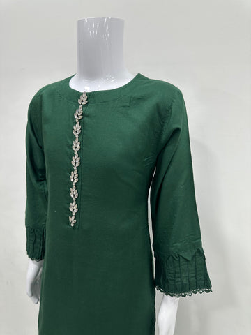 Simrans Girls Kaash Festive Bottle Green Farsha Salwar Suit