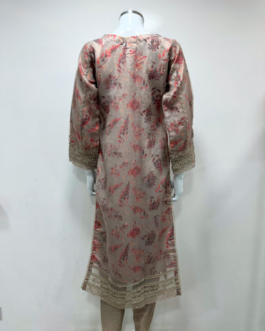 Simrans Ladies Mocha Fancy Silk Net Kameez Suit