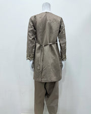 Simrans Girls Ivana Lux Farshi Greige Viscose Embroidered Suit