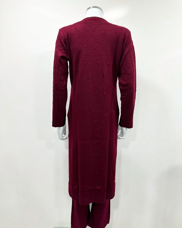 Maroon Premium Knit Co-ord Modest Cosy 2Pc Set