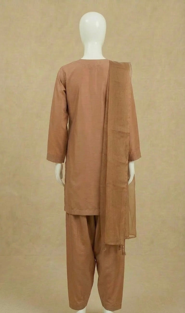 Girls Hussain Rehar Inspired Coffee Viscose Farshi Suit by Simrans
