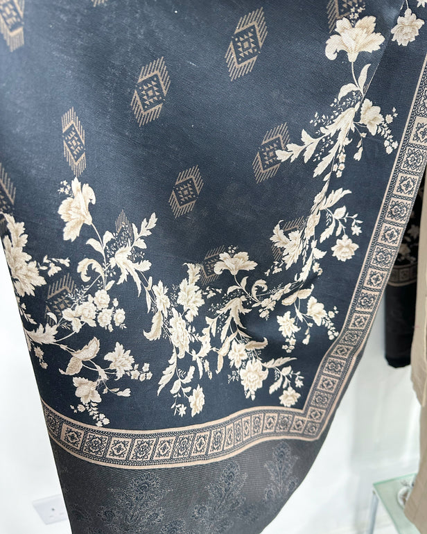 RAFIA Designer Beige Contrast Khaddar Kameez Suit