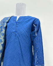 Simrans Girls Mahira Blue Chikankari Kameez Suit